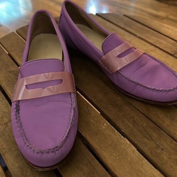 Purple Cole Haan loafers with pink accent penny holder. Size 9B. EUC. So cute! - Picture 2 of 8